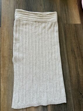 wild fable Ribbed Midi Skirt - Oatmeal